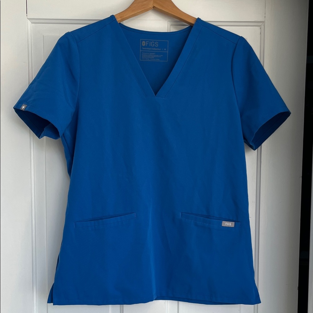 FIGS Women's V-Neck Medical Scrub Top in Royal Blue